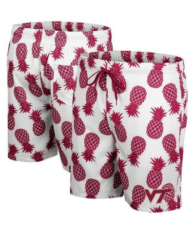 Men's White, Maroon Virginia Tech Hokies Pineapple Swim Shorts $34.44 Swimsuits