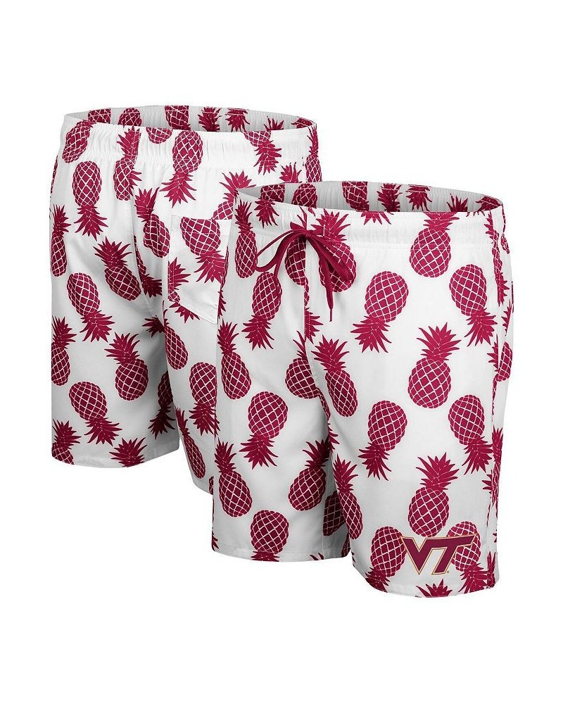 Men's White, Maroon Virginia Tech Hokies Pineapple Swim Shorts $34.44 Swimsuits