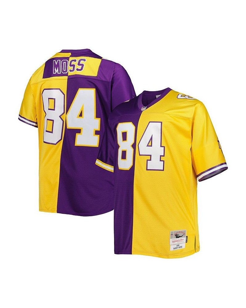 Men's Randy Moss Purple and Gold Minnesota Vikings Big and Tall Split Legacy Retired Player Replica Jersey $76.00 Jersey