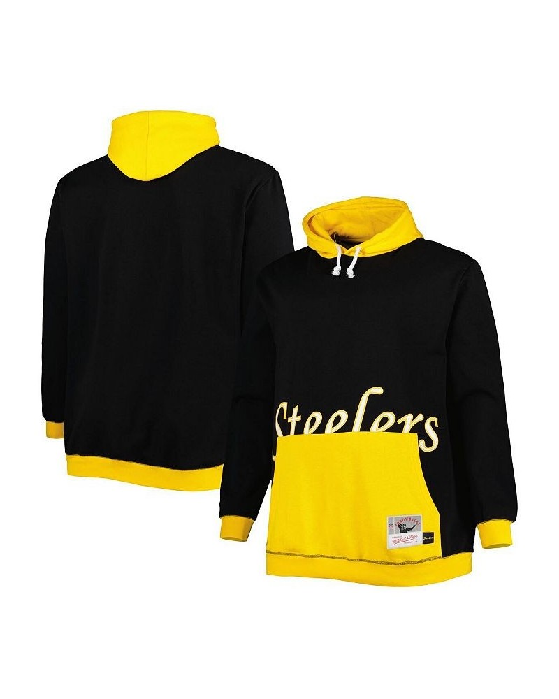 Men's Black and Gold Pittsburgh Steelers Big and Tall Big Face Pullover Hoodie $44.20 Sweatshirt