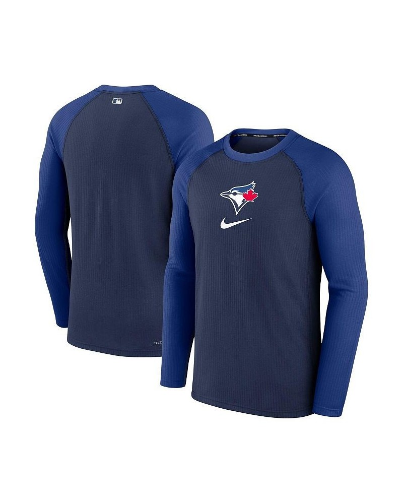 Men's Navy Toronto Blue Jays Authentic Collection Game Raglan Performance Long Sleeve T-shirt $30.55 T-Shirts