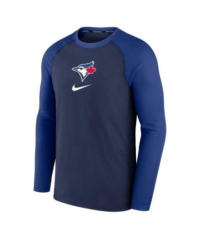 Men's Navy Toronto Blue Jays Authentic Collection Game Raglan Performance Long Sleeve T-shirt $30.55 T-Shirts