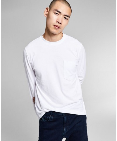 Men's Pocket Long-Sleeve T-Shirt White $11.87 T-Shirts