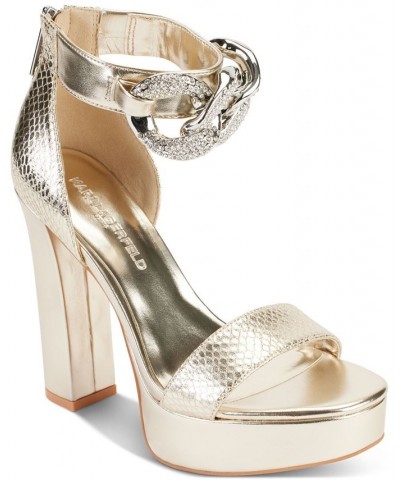 Women's Anisha Ankle-Strap Platform Sandals Gold $76.97 Shoes