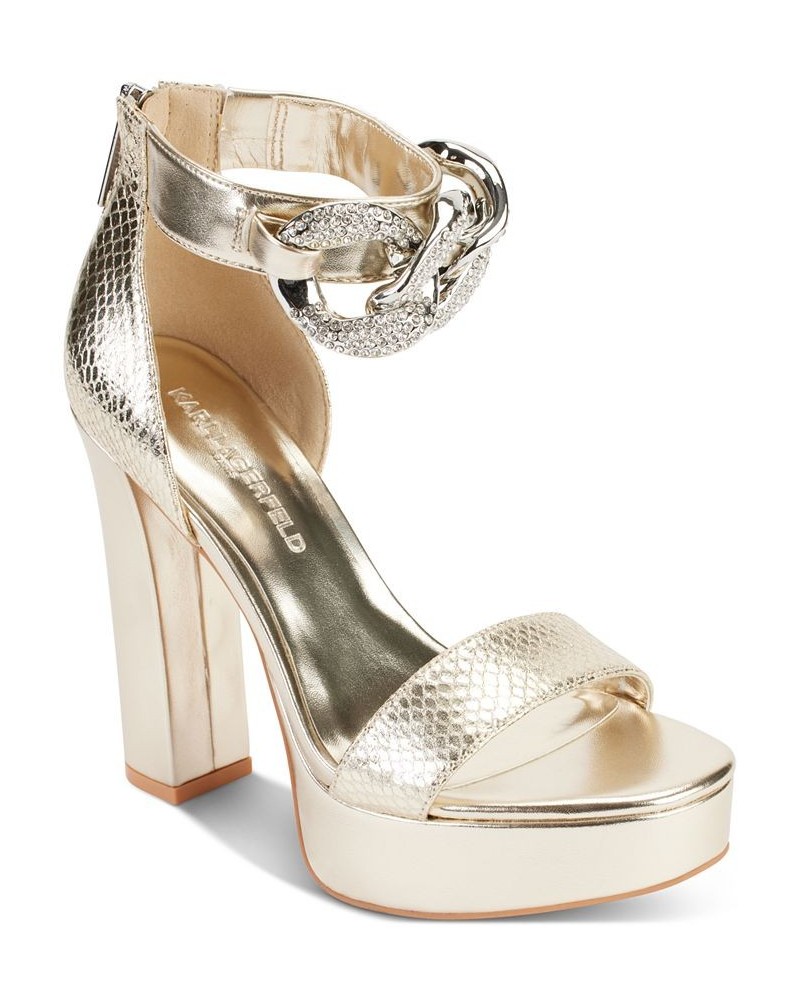 Women's Anisha Ankle-Strap Platform Sandals Gold $76.97 Shoes