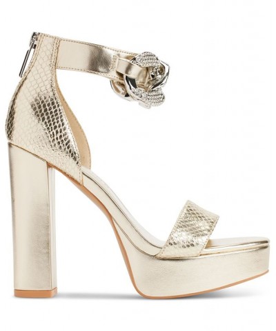 Women's Anisha Ankle-Strap Platform Sandals Gold $76.97 Shoes