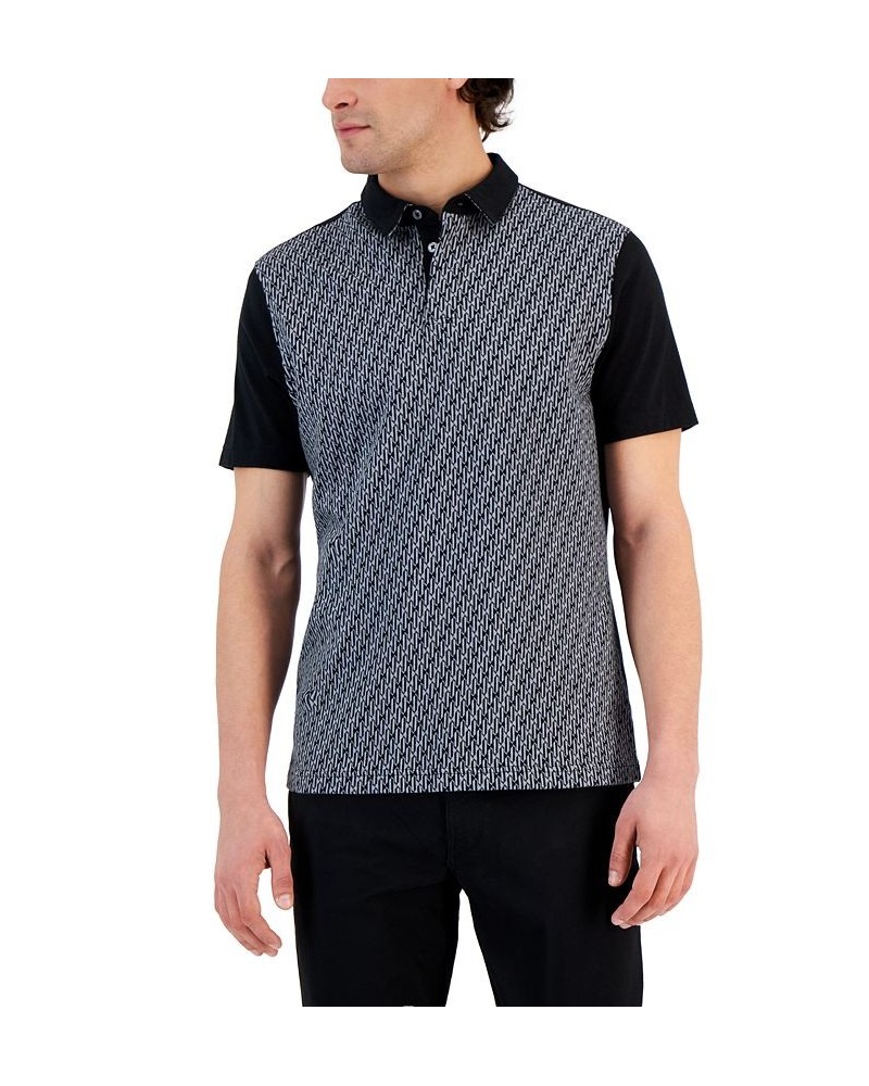 Mode Short Sleeve Colorblocked Geo Polo Shirt Black $17.69 Shirts