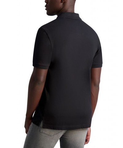 Men's Slim-Fit Short-Sleeve Karl Knight Patch Polo Shirt Black $46.72 Shirts