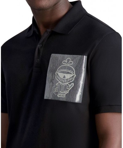 Men's Slim-Fit Short-Sleeve Karl Knight Patch Polo Shirt Black $46.72 Shirts