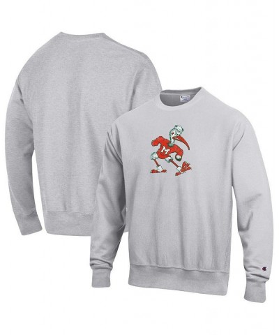 Men's Heathered Gray Miami Hurricanes Vault Logo Reverse Weave Pullover Sweatshirt $44.19 Sweatshirt