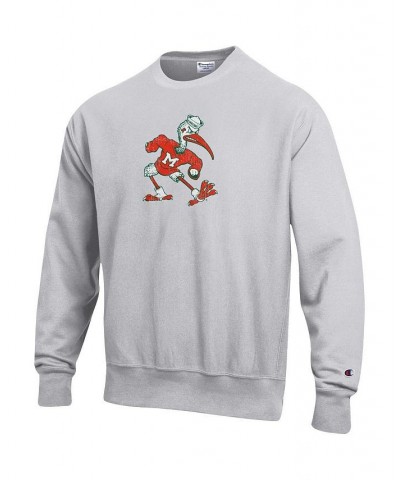 Men's Heathered Gray Miami Hurricanes Vault Logo Reverse Weave Pullover Sweatshirt $44.19 Sweatshirt