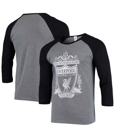 Men's Heathered Gray, Black Liverpool Shield Raglan Long Sleeve T-shirt $24.50 T-Shirts