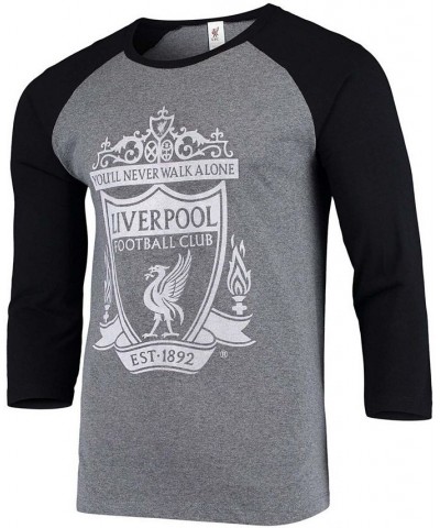 Men's Heathered Gray, Black Liverpool Shield Raglan Long Sleeve T-shirt $24.50 T-Shirts