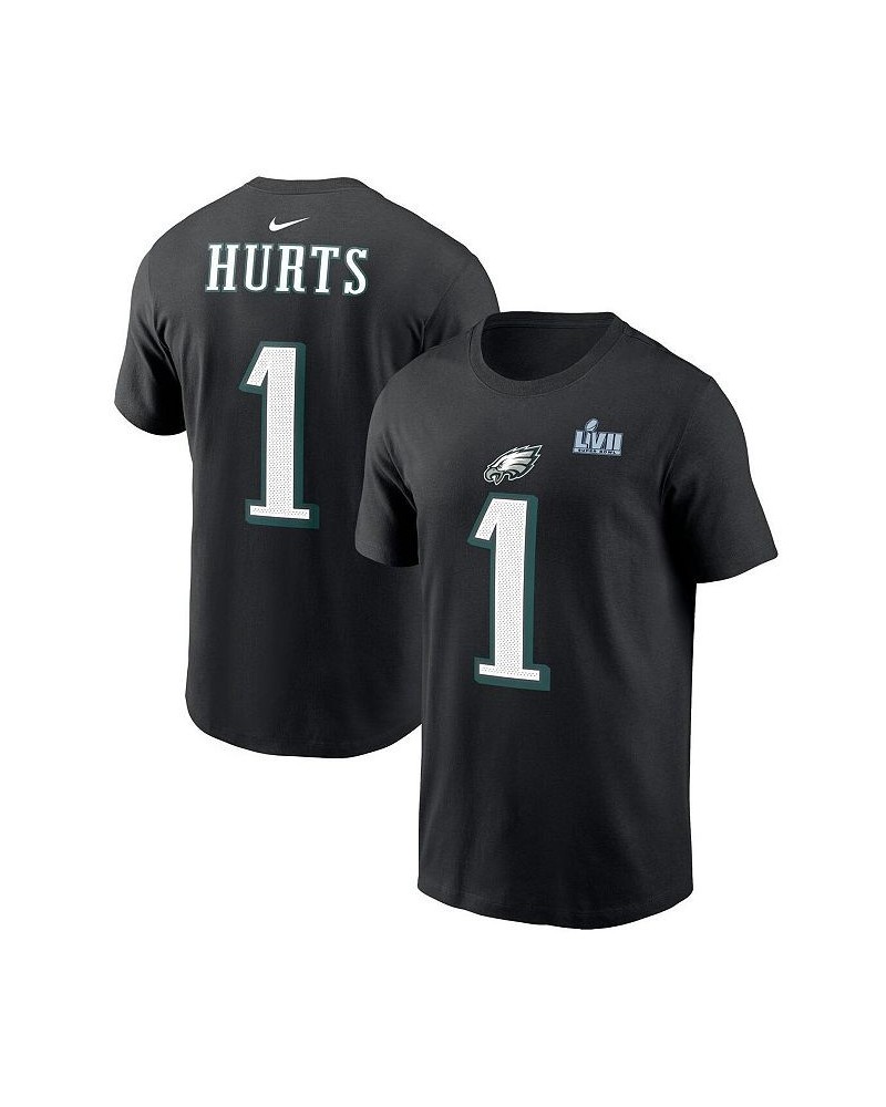 Men's Jalen Hurts Black Philadelphia Eagles Super Bowl LVII Name and Number T-shirt $22.36 T-Shirts