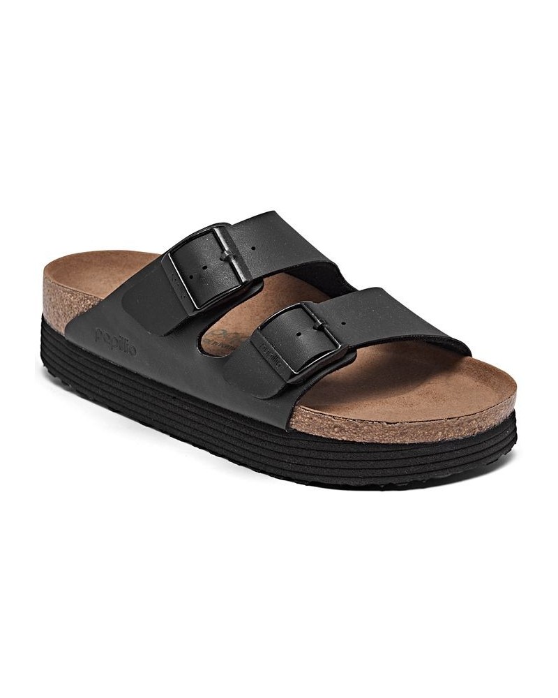 Women's Arizona Platform Vegan Birko-Flor Sandals Black $37.20 Shoes