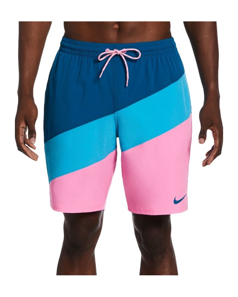 Men's Color Surge Colorblocked 9" Swim Trunks Pink $26.20 Swimsuits