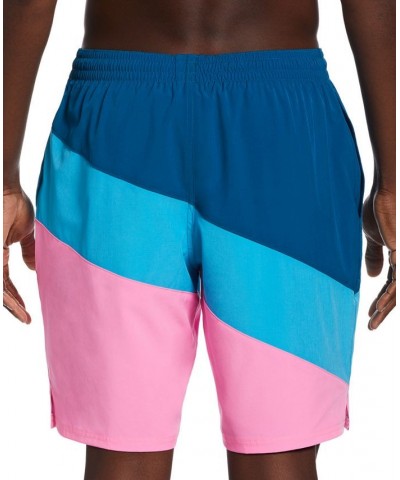 Men's Color Surge Colorblocked 9" Swim Trunks Pink $26.20 Swimsuits