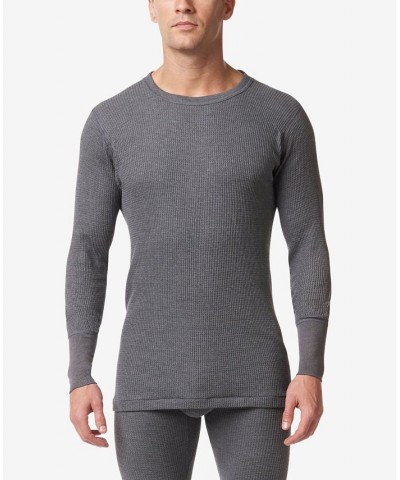 Men's Essentials Waffle Knit Thermal Long Sleeve Undershirt Gray $20.58 Undershirt