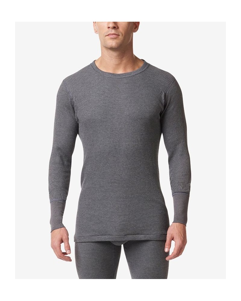 Men's Essentials Waffle Knit Thermal Long Sleeve Undershirt Gray $20.58 Undershirt