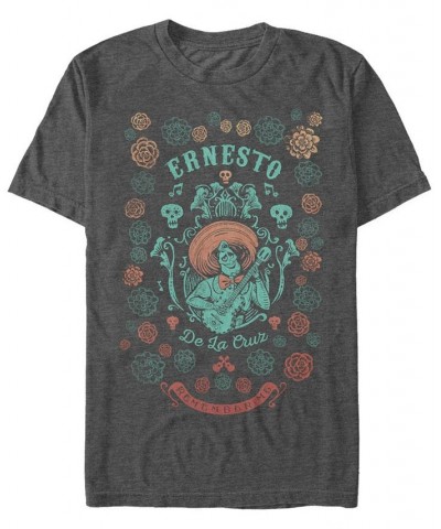 Disney Pixar Men's Coco Ernesto Remember Me Floral Style, Short Sleeve T-Shirt Gray $19.59 T-Shirts