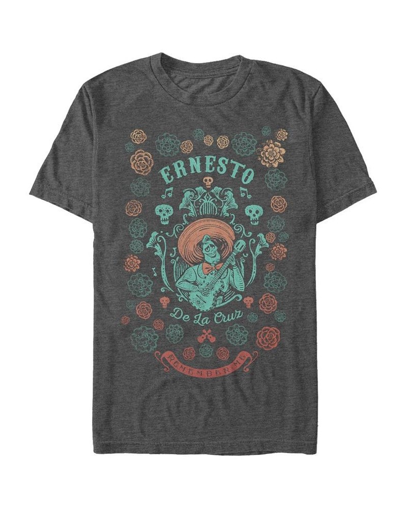 Disney Pixar Men's Coco Ernesto Remember Me Floral Style, Short Sleeve T-Shirt Gray $19.59 T-Shirts