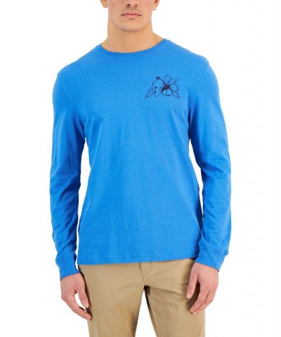 Men's Tiki Lounge Classic-Fit Graphic Long-Sleeve T-Shirt Blue $10.34 Shirts