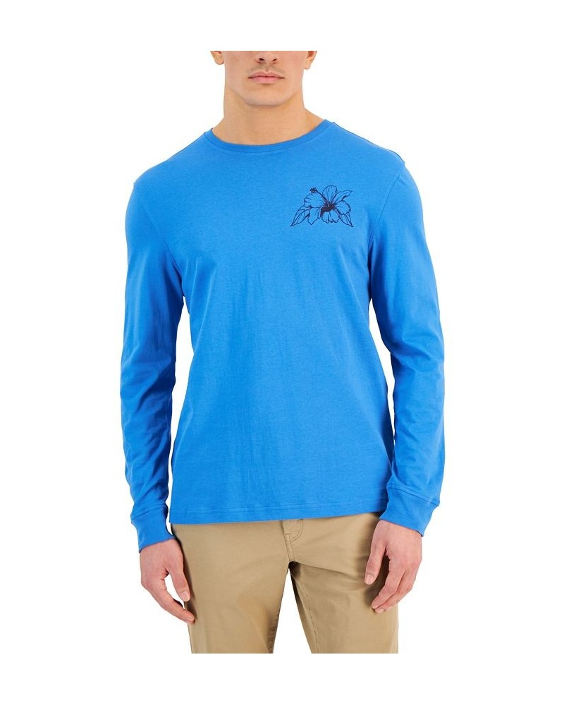 Men's Tiki Lounge Classic-Fit Graphic Long-Sleeve T-Shirt Blue $10.34 Shirts