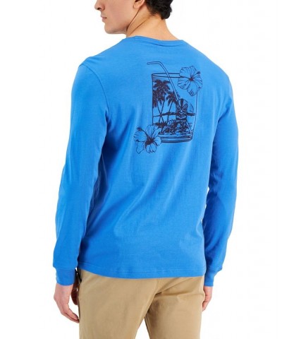 Men's Tiki Lounge Classic-Fit Graphic Long-Sleeve T-Shirt Blue $10.34 Shirts