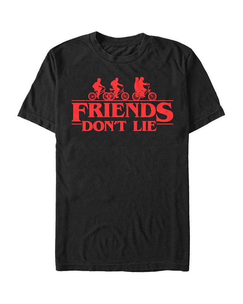 Men's Stranger Things Friends Don't Lie Short Sleeve T-shirt Black $17.50 T-Shirts