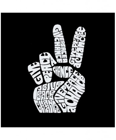 Men's Word Art Peace Fingers Crewneck Sweatshirt Black $20.50 Sweatshirt