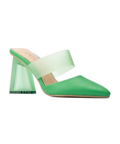 Winifred Women's Strap Mule Heels Green $32.98 Shoes