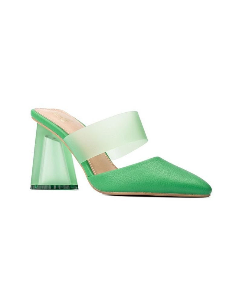 Winifred Women's Strap Mule Heels Green $32.98 Shoes