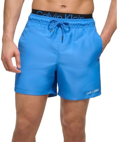 Men's 5" Logo Elastic Waistband Swim Trunks Blue $21.98 Swimsuits