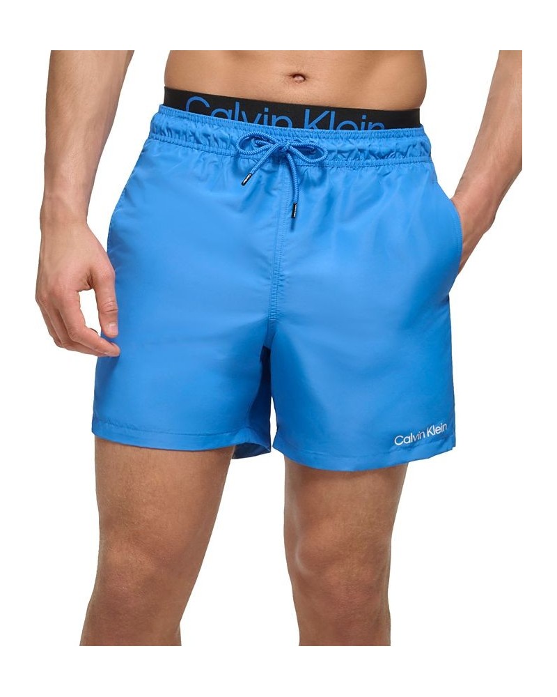 Men's 5" Logo Elastic Waistband Swim Trunks Blue $21.98 Swimsuits