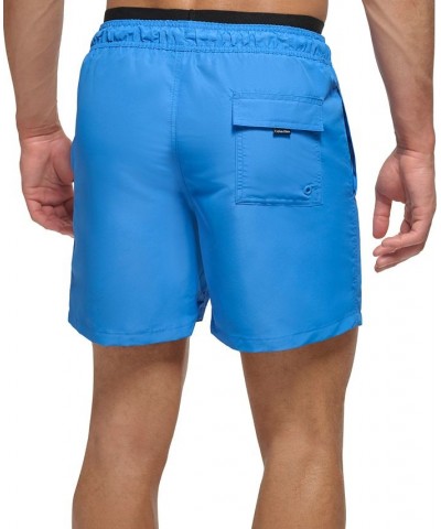 Men's 5" Logo Elastic Waistband Swim Trunks Blue $21.98 Swimsuits