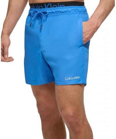 Men's 5" Logo Elastic Waistband Swim Trunks Blue $21.98 Swimsuits