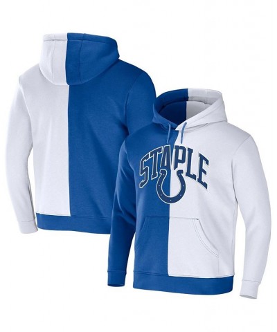 Men's NFL X Staple Blue, White Indianapolis Colts Split Logo Pullover Hoodie $31.02 Sweatshirt