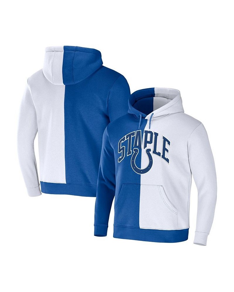 Men's NFL X Staple Blue, White Indianapolis Colts Split Logo Pullover Hoodie $31.02 Sweatshirt