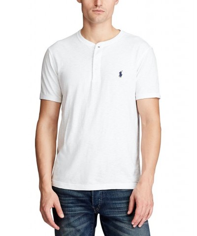 Men's Slub Jersey Henley Shirt White $43.73 T-Shirts