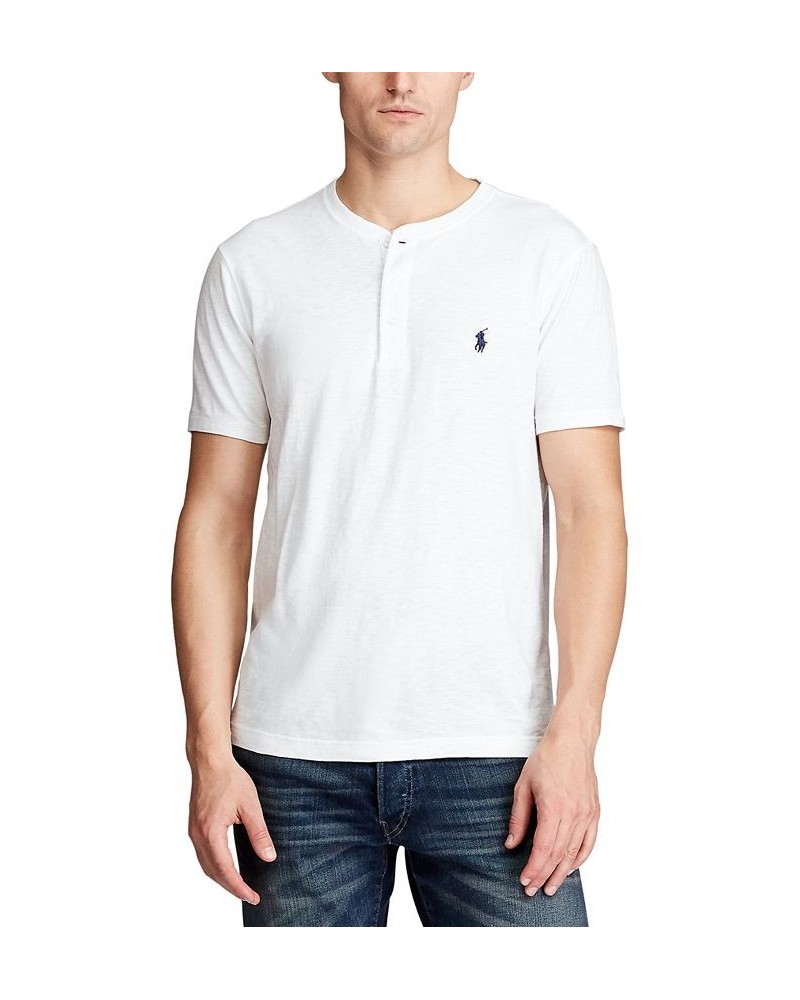 Men's Slub Jersey Henley Shirt White $43.73 T-Shirts