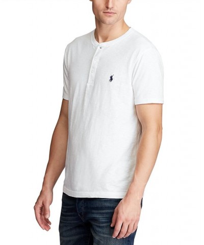 Men's Slub Jersey Henley Shirt White $43.73 T-Shirts