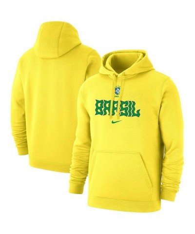 Men's Yellow Brazil National Team Lockup Club Pullover Hoodie $43.99 Sweatshirt