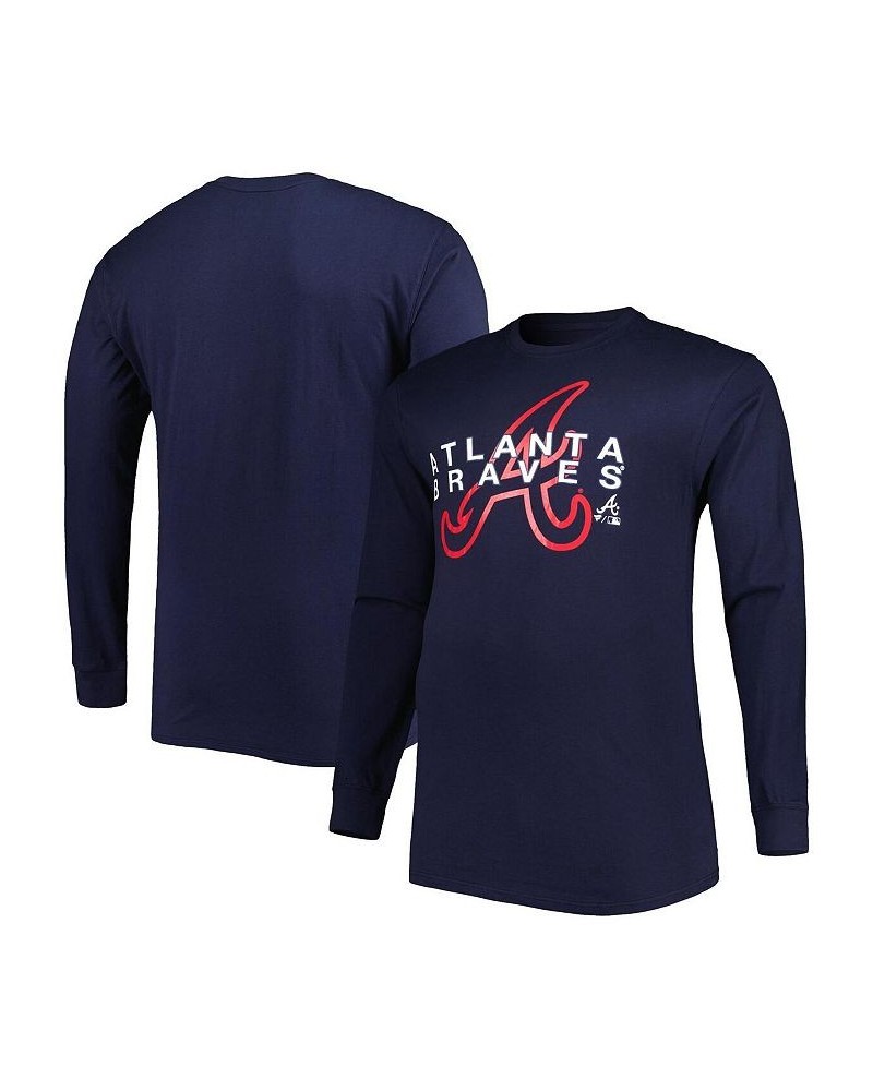 Men's Navy Atlanta Braves Big and Tall Long Sleeve T-shirt $28.07 T-Shirts