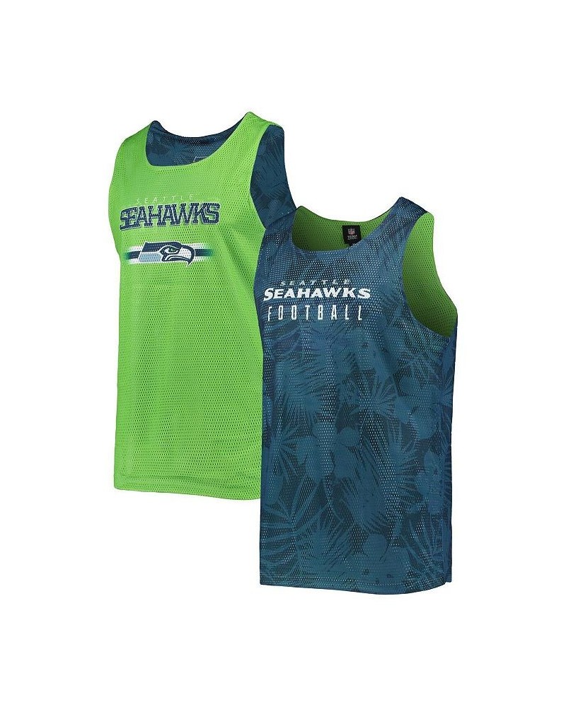 Men's College Navy Seattle Seahawks Floral Reversible Mesh Tank Top $20.24 T-Shirts