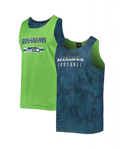 Men's College Navy Seattle Seahawks Floral Reversible Mesh Tank Top $20.24 T-Shirts