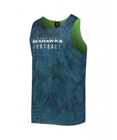 Men's College Navy Seattle Seahawks Floral Reversible Mesh Tank Top $20.24 T-Shirts