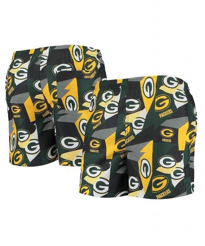 Men's Green and Gold Green Bay Packers Geo Print Swim Trunks $24.60 Swimsuits