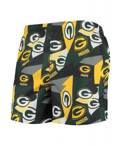 Men's Green and Gold Green Bay Packers Geo Print Swim Trunks $24.60 Swimsuits