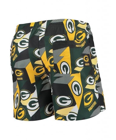 Men's Green and Gold Green Bay Packers Geo Print Swim Trunks $24.60 Swimsuits