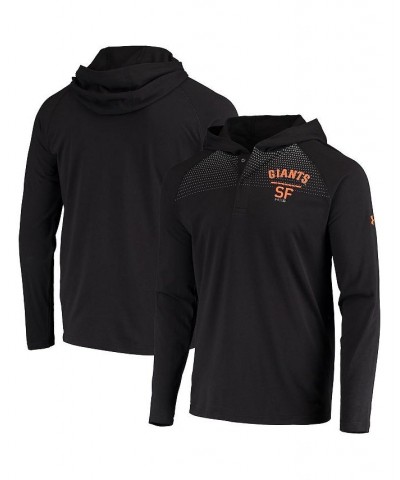 Men's Black San Francisco Giants Foundry Charged Henley Raglan Tri-Blend Performance Pullover Hoodie $40.94 Sweatshirt